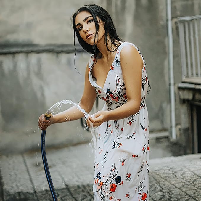 Fevone 75 ft Garden Hose, 2-Year Warranty, Heavy Duty Water Hose, Hybrid Polymer, Kink Resistance, Flexible, Durable, Solid Brass Fittings, 3/4" GHT, 5/8" ID, 600 PSI,