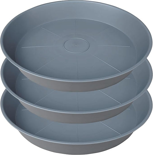 3 Pack of 20 22 inch Plant Saucer (19.2 Inch Base), 3.6" Depth Tray, Large Deep Garden Plastic Flower Planter Plant Trays for Indoors Outdoor Bath Bath (22", Gray)