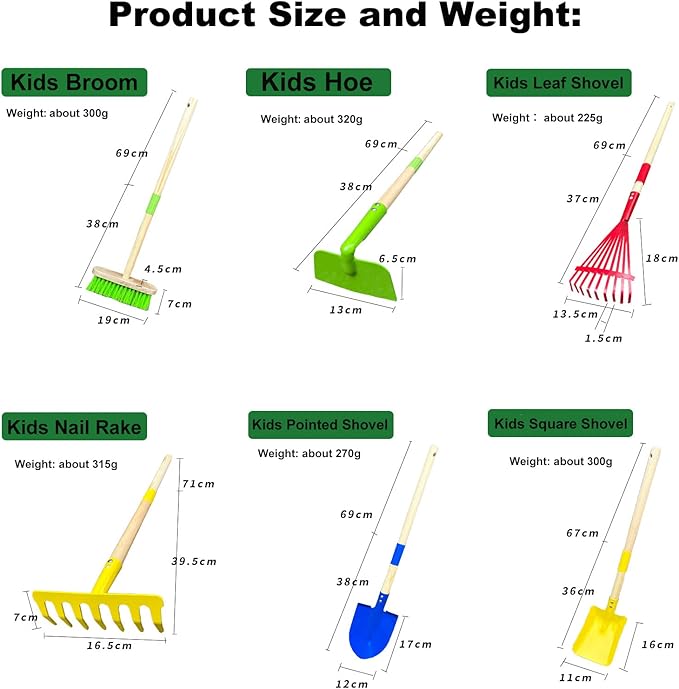 Mini Garden Tools- Kids Gardening & Lawn Care Hand Tools/Small Patio, Lawn & Garden Tools Set (Garden Tools Set 6PCS)