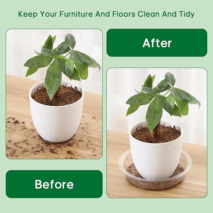 JERIA 10 Inch 20 Pack Clear Plant Saucers,Plastic Flower Pot Trays,Round Durable Plant Drip Trays for Indoor and Outdoor