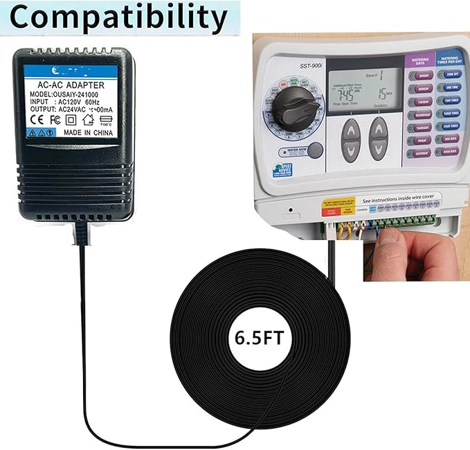 24VAC750mA AC Adapte Compatible with Orbit Sprinkler System 57040 57096 Watermaster Indoor Irrigation Timers,24V Transformer Replacement for Rain Bird UT1 SST Series,Indoor Irrigation Timers