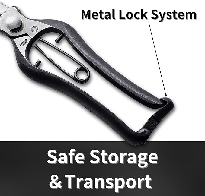 Bud Trimming Scissors for Gardening 8", Professional Garden Trimming and Thinning, Hand Forged Japanese Carbon Steel Blade, Spring Loaded Handle, Made in Japan