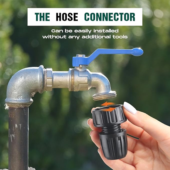 32 Pcs 1/2" Tubing Irrigation Fittings Kit 1/2" ID x 0.6-0.63" OD 16 mm Drip Irrigation Barbed Connectors 4 Switch Valves, 8 Tees, 8 Couplings, 4 Elbows, 4 Ends, 4 Adapters (Green, Black)