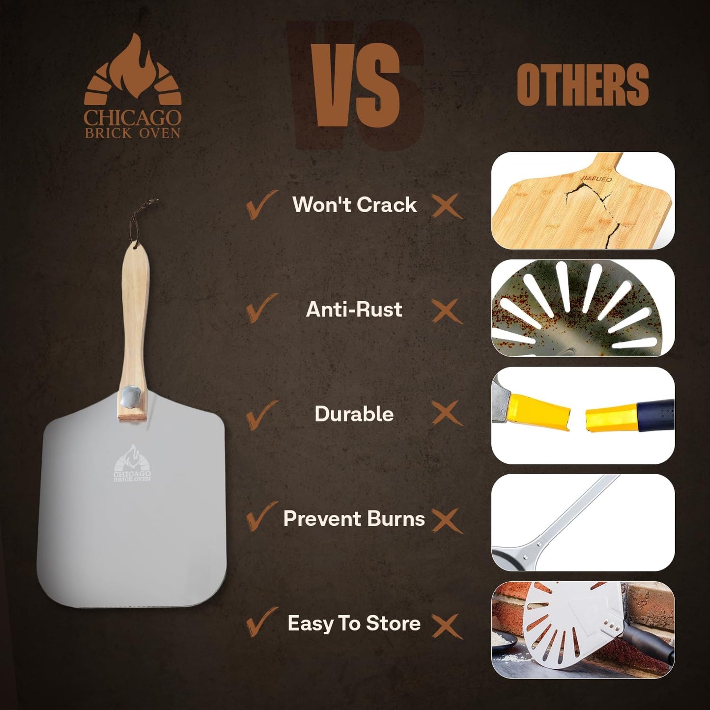 Aluminum Pizza Peel 12" x 14" with Foldable Wooden Handle, 25" Long Turning Spatula, Pizza Paddle, Pizza Spatula Paddle, Aluminum Metal Pizza Peel 12 Inch, Pizza Accessories