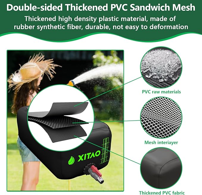 XITAO 29Gal Water Storage Bladder w/Water Level Indicator, Large Capacity Foldable Water Storage Containers, Portable Emergency Water Tank Water Bag for RVs, Irrigation