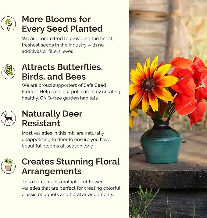 Eden Brothers Missouri Wildflower Mixed Seeds for Planting, 1/4 lb, 120,000+ Seeds with Lupine, Coreopsis | Attracts Pollinators, Plant in Spring or Fall, Zones