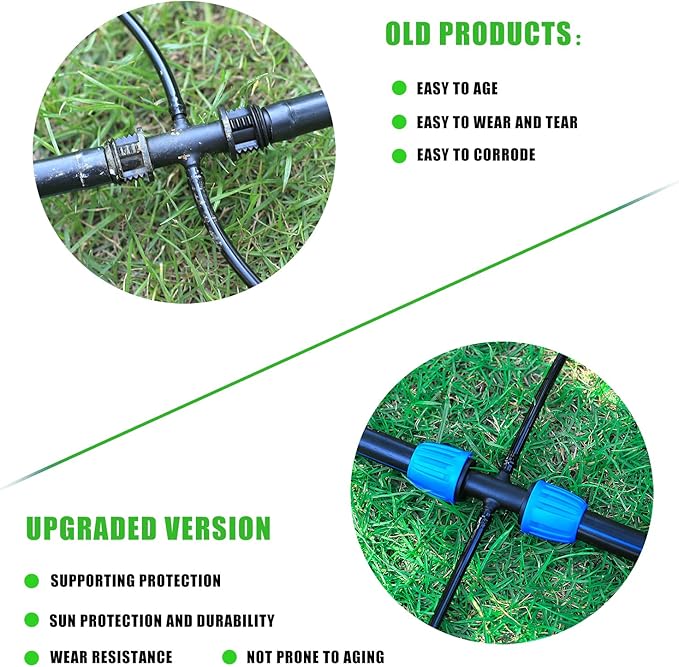 1/2 to 1/4 Inch 4-Way Barbed Fitting,Irrigation Tubing Variable Diameter Connectors,for 1/2 Inch (OD 0.620 in.ID is 0.520. in Irrigation Poly tubing and 1/4 Irrigation tubing(10 Pcs Blue)