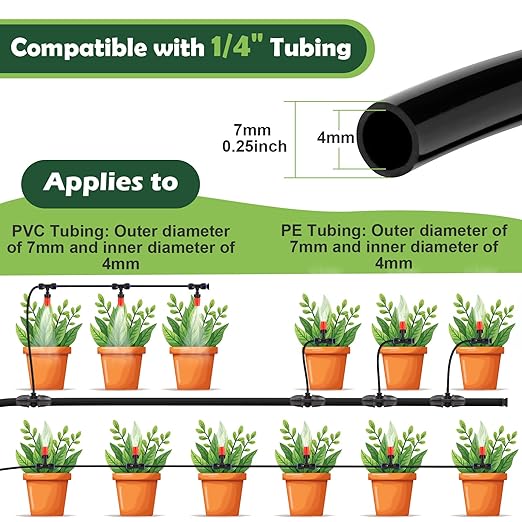 18PCS Adjustable Drip Irrigation Emitters(Mist)Kit-Quick Connect for 1/4" Tubing, Water-Saving, Dual Adjustment System-Easy to Install Drippers for Precise Garden Watering of Vegetables,Shrubs&Flowers
