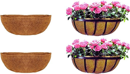 Maxona 16 inch 2 Pack Trough Rectangular Coco Liner for Window Box Planter: Thick Coconut Coir to Support The Soil Replacement for Wall Hanging Basket, Rectangle Pre-Formed Fiber Husk, Garden Fence