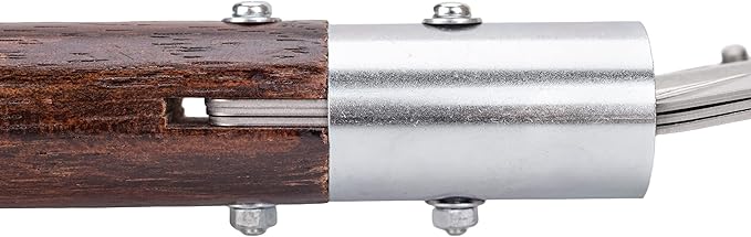 NJP2520 Long Sidewalk and Garden Weeder-and-Sweeper, Authentic Tomita (Est. 1960) Japanese Stainless Steel, Blade Width-7.25", Polished 51" Wood Handle, Brown/Silver