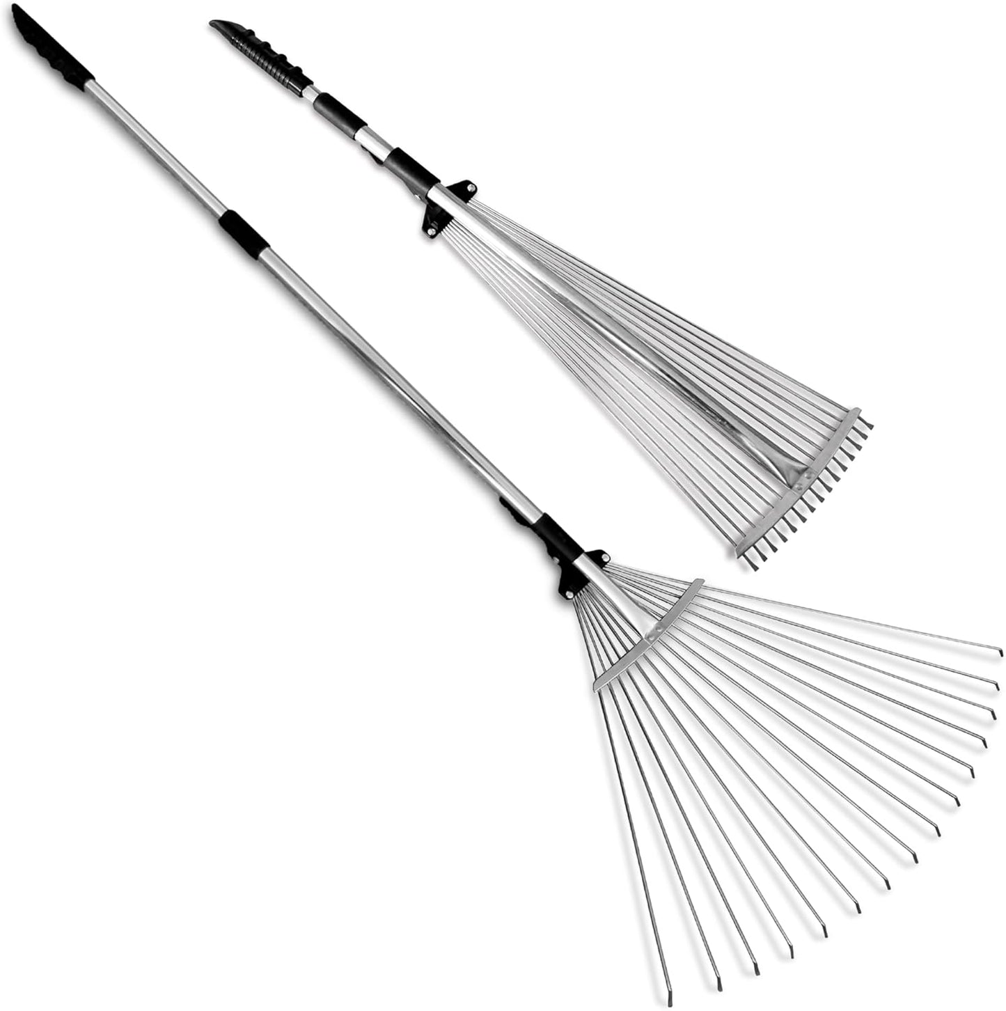 TABOR TOOLS Adjustable Metal Rake - Collapsible & Telescopic - Garden, Yard, & Lawn - Ideal for Leaves, Shrubs & Small Areas. J16A
