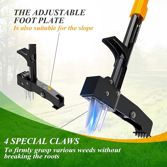 EEIEER Weed Puller Tool, 40’’ Manual Weeding Tools for Gardening, Integrated Weeds Removal Tool with 4 Claws for Lawn Yard Garden Patio
