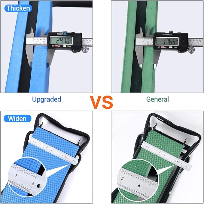 Ohuhu Garden Stool Garden Kneeler and Seat, Foldable Gardening Bench Heavy Duty with Thicker Wider Kneeling Pad 2 Large Tool Pouches Gifts for Women Men Gardener Parents Elders Friends