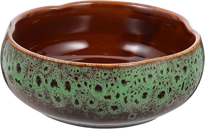 Happyyami Hydroponic Water Planter Pot Ceramic Succulent Bonsai Pot Water Lily Narcissus Planting Bowl Flowerpot Container Garden Decoration (Style b)