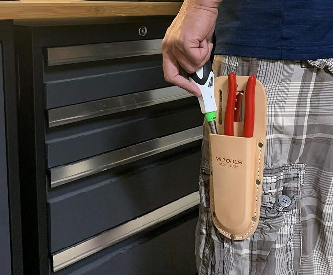 Leather Holster for Pruning Shears | Made in USA | 100% Fine Grain Leather | Gardening Equipment Case with Steel Metal Clip | Nifty Pouch for Hand Pruners | Wide Belt Slits