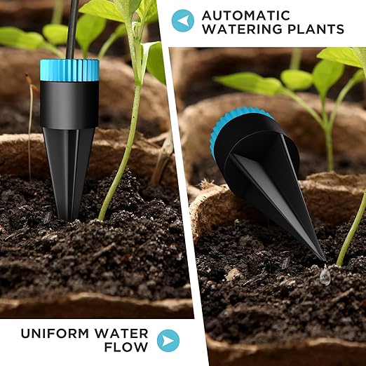 Drip Irrigation System Automatic Micro Drip Kit with 10 Drip Nozzles 52FT Irrigation Tubing Hose Garden Watering System for Flower, Potted Plants, Vegetable, Greenhouse