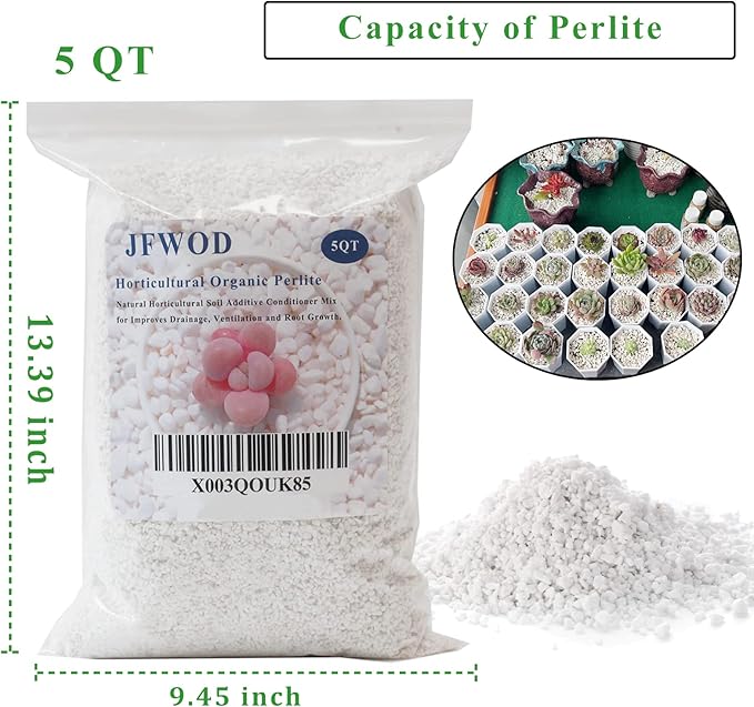 5 Quart Organic Perlite Horticultural Soil Amendment for Plants and Enhanced Drainage Enhanced Growth Organic Perlite Soil for Healthy Root Development