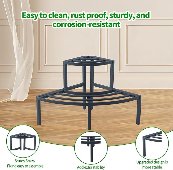 Aluminum 2-Tier Plant Stand Lightweight, Sturdy, and Rust-Free Corner Shelf Ladder Rack Perfect for Indoor and Outdoor Greenery Display