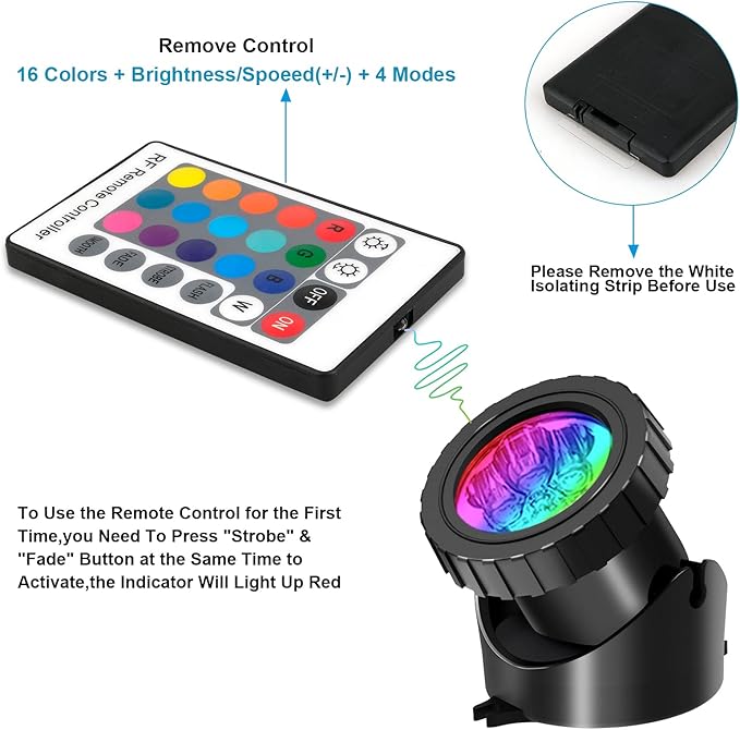 T-SUN LED Pond Light, 5 Head Lamps Submersible LED Pond Lights Color Changing Garden Pond Light with Remote Control, RGB Fish Tank Lights Fountain Spotlight for Garden, Pool, Aquarium Tank(5 Headlamp)