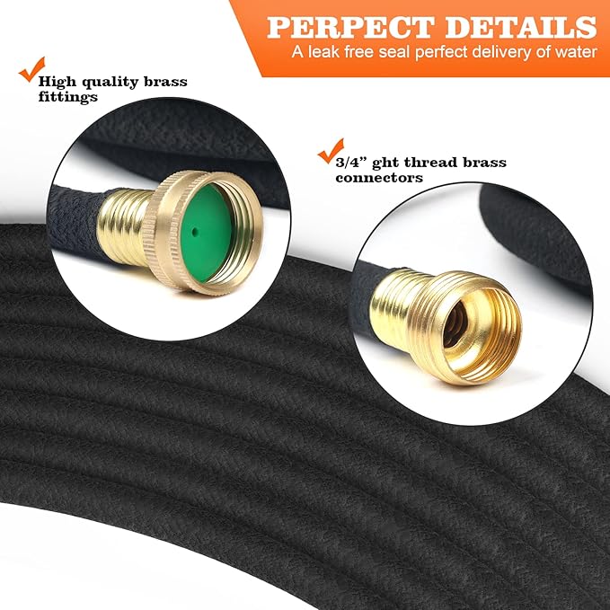 Soaker Hose 50 FT for Garden 1/2" Diameter Irrigation Hose Save 70% of Water Solid Brass Interface Eminently Suitable for Lawn and Garden Beds Cover