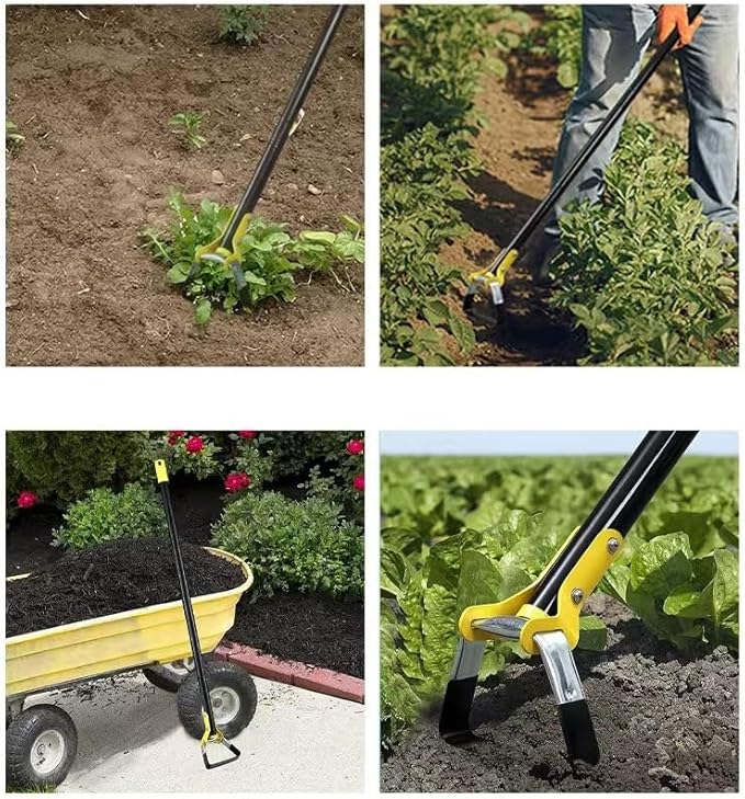 Hoe Garden Tool, Scuffle Garden Hoe with Long Handle, Adjustable Hula Hoe for Easy Weeding (75 Inch)