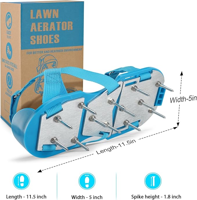 Lawn Aerator Shoes - Fully Assembled Soil Aeration Shoe Pair - Yard Aerator Tool for Aerating Patio Garden Grass Lawn