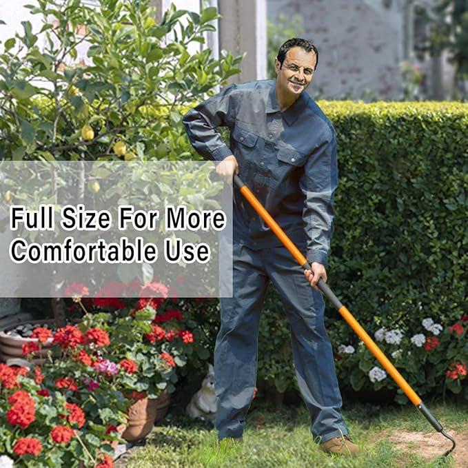 Garden Hoe Tool, 58 Inches Hoe Garden Tool with Fiberglass Long Handle, Heavy Duty Garden Hoe for Weeding