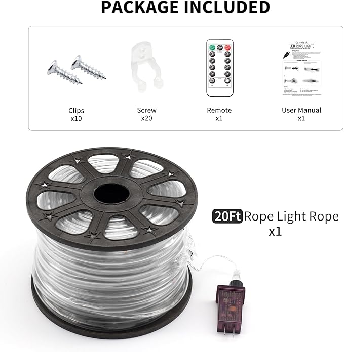 LED Rope Lights for Outside, 20Ft 360°Blue Solar Rope Lights Outdoor Waterproof, 86 LEDs 110V 8 Modes Remote Control Timer Christmas Rope Lights for Party Holiday Garden Decoration (Blue)