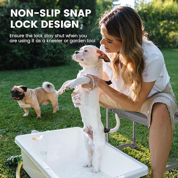 Upgraded Garden Kneeler and Seat, Garden Stool with Thicken & Widen Soft Kneeling Pad, Heavy Duty Gardening Stool with 2 Garden Tool Bags & 4 Garden Tools, Gardening Gifts for Women Mom Men Seniors