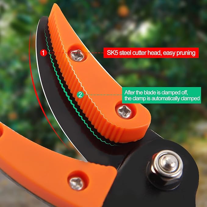 KSEIBI 143010 Long Reach 3.5 ft (1.0m) Cut & Hold Bypass Pruner - Lightweight Aluminum, Rust-Resistant, Ergonomic Grip, 1/4" Max Cut - Ideal for Precision Gardening & Pruning