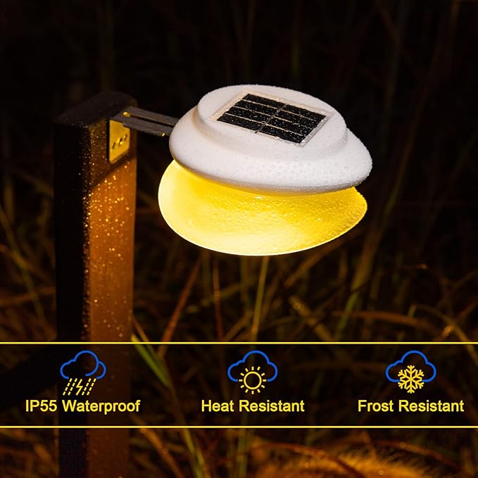 ROSHWEY Backyard Lights, 6 Pack Solar Fence Lights with 9 LED Waterproof Outdoor Gutter Lights for Eaves Garden Landscape Yard (Warm White)