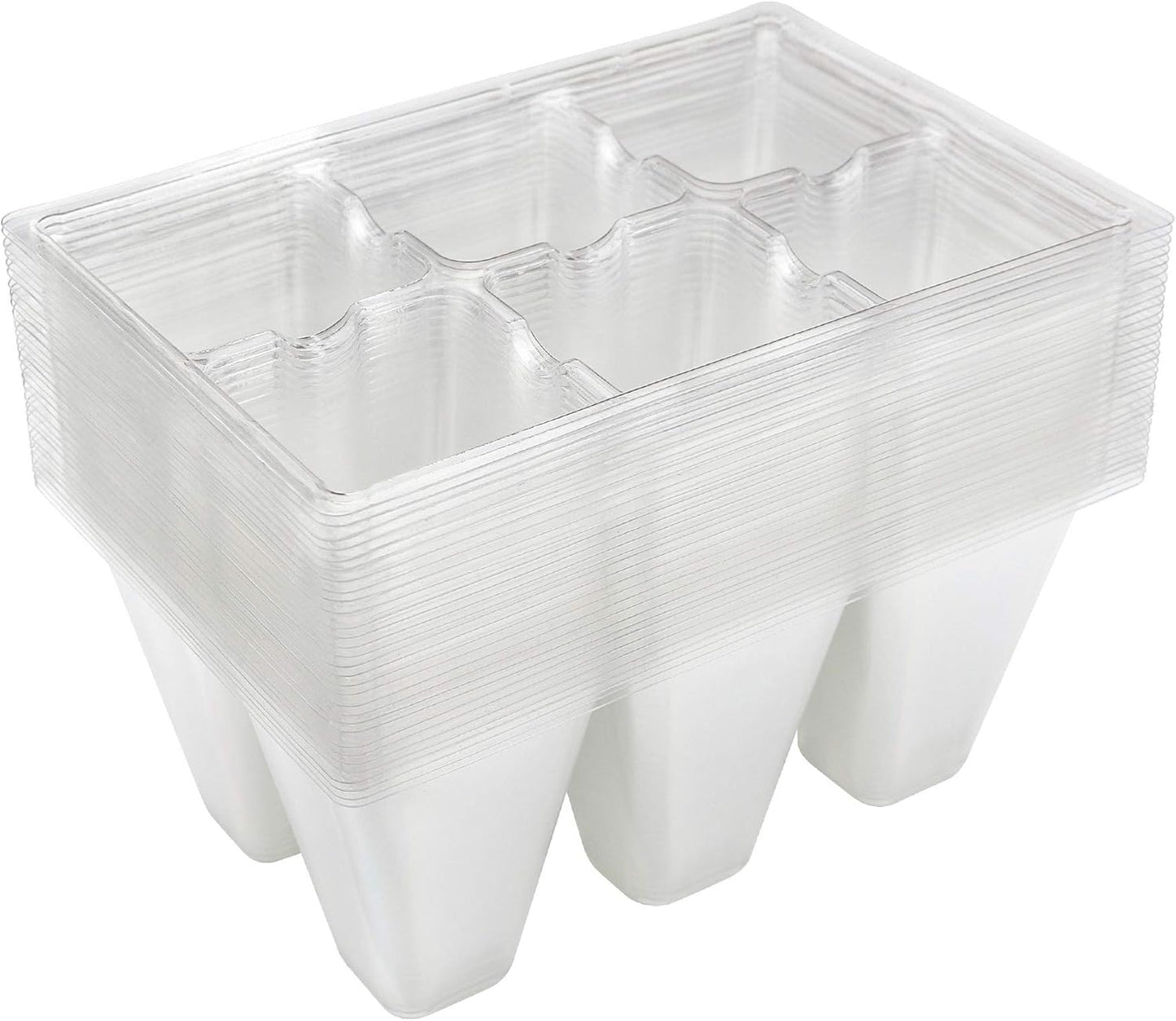 Gardzen 30 Pack 6-Cell Seed Starting Tray for Seedlings, Plant Starter Trays with Drainage Holes for Seed Germination, 5.4x3.7 inches, Clear