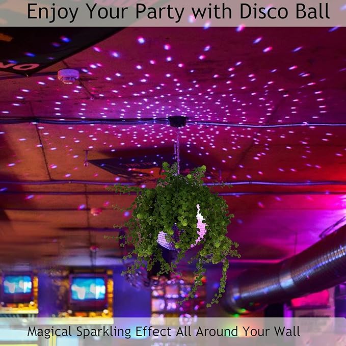 2Pcs Disco Ball Planter, 6"/8" Disco Planter with Hanging Chain & Hook & Ring Stand, Disco Ball Plant Hangers for Indoor and Outdoor Plants, Hanging Plant Holder (2Pcs 6", Silver)