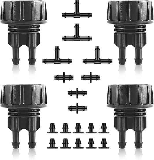 4 Set Faucet Adapter US Standard 3/4" Female Thread to 1/4" Tube Connector Convert 3/4" Garden Hose to 1/4" Tubing 1/4" Drip Irrigation Garden Hose Adapter (Splitter)