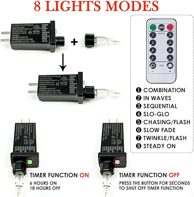 66Ft 200 LED Fairy Lights Plug in with Remote, Waterproof String Lights Outdoor& Indoor 8 Modes with Timer, LED Twinkle Light for Girl's Room Garden Patio Halloween Christmas Decorations (Multicolor)