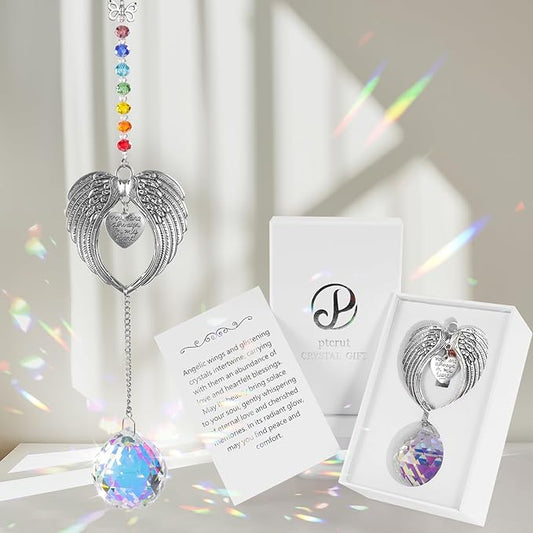 Memorial Gifts for Loss of Loved One Unique Sympathy Gifts Rainbow Sun Catcher Indoor Window Hanging Crystal Prism Grief Bereavement Gifts Ideas for Who Loss of Mom Dad (Silvery)