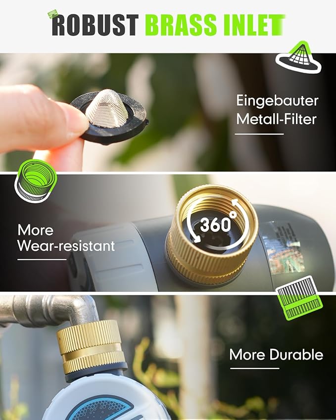 RAINPOINT Bluetooth Hose Timer with Brass Inlet,Smart Water Timer for Garden Hose,Sprinkler Timer with Rain Delay/Manual/Auto Watering, App Control