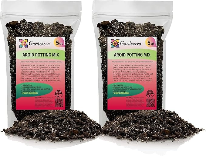 Premium Aroid Potting Mix - 10 Quart - Soil Free Blend for Aroids - Growing Medium for House Plant (2 Bags of 5 Quart)