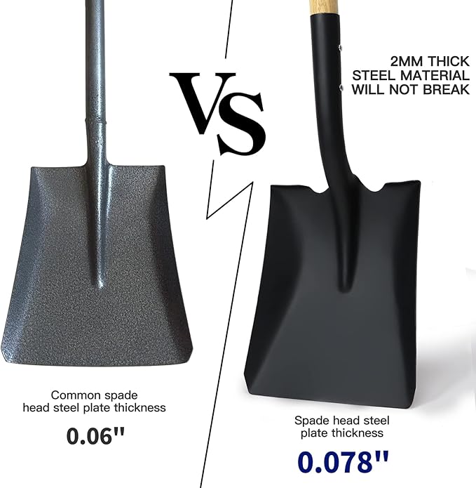 Flat Shovel,Transfer Shovel with D Handel and Heavy Duty Square Head for Landscaping,Gardening,Construction,Snow Shoveling and Yard Work,41-Inch,Metal+Wooden