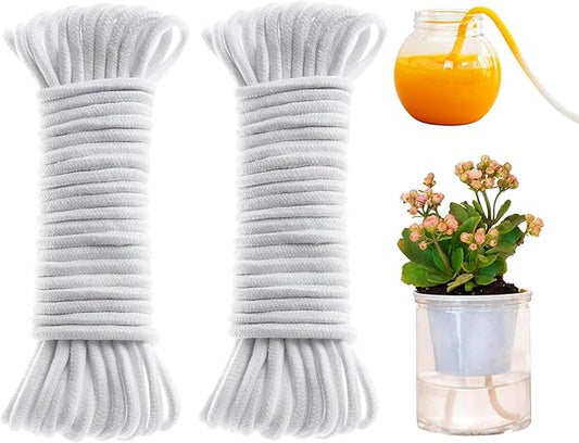 ORIMERC 100 feet 1/4 inch Self Watering Rope Capillary Wick Automatic Waterer for Potted Plant Vacation Holiday Flower Sitter Hydroponic Passive Wicking Cord String Indoor Outdoor Garden System Device