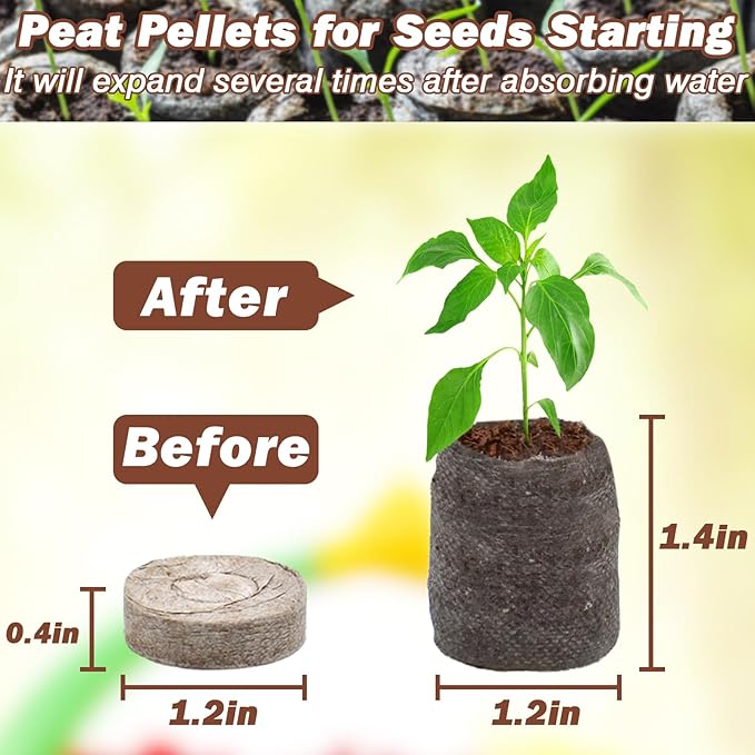 ZeeDix 100Pcs 30mm Peat Pellets for Seedlings, Seed Starter Pods Seed Starting Plugs Soil, Compressed Nutrient Block Potting Soil Discs Pellet for Planting Herbs Flowers Vegetables