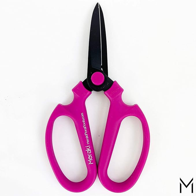 Meraki Flower Scissors/Garden Scissors with Black Carbon Steel Blades 7.6 inch, Color: Bougainvillea