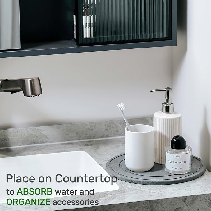 Diatomaceous Earth Plant Saucer for Indoor, 2 Pack 10 inch, Instant Dry Pot Saucer, Plant Drip & Drainage Tray for Indoor, Stone Gray