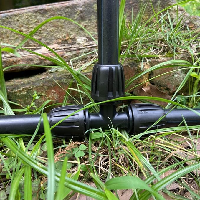 5 Pack 1/2" Drip Irrigation Fittings, Lock Barbed Tee Connectors, 1/2 inch T Connectors for Tubing(1/2" ID x 0.65" OD), Anti-Drop Straight Tee for Irrigation Tubing