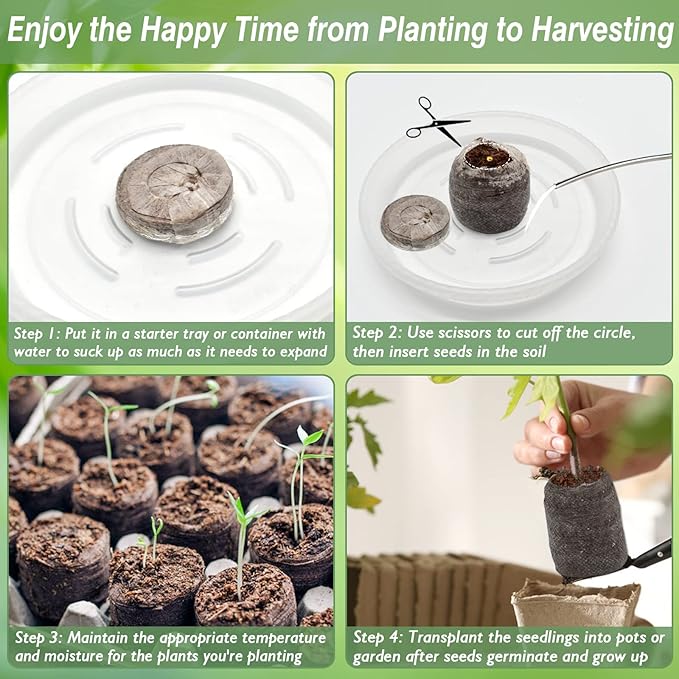 ZeeDix 500 Pcs (30mm) Peat Pellet Fiber Soil Plant Seed Starters - Seed Starter Pellets Pods Compressed Peat Pellets for Grow Herbs, Plant, Flowers and Vegetables