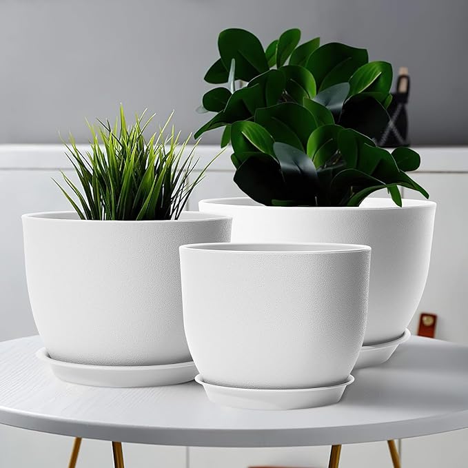 GARDIFE 12/10/9 inch Plant pots, Large planters for Indoor Plants, Flower pots, White