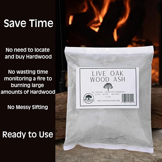 Live Oak Wood Ash - All Natural Clean Sifted Premium MultiUse Hardwood Ashes 5 lbs