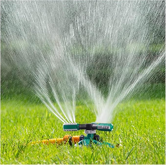 Lawn Sprinkler,Upgrade Garden Sprinkler Automatic 360 Degree Rotating Irrigation Grass Water Sprinkler System, Garden Hose Sprinkler for Yard/Built in 36 Units Angle Spray Nozzles-2Pack(Green)