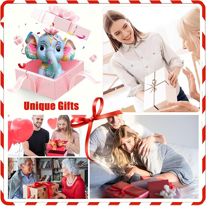 Solar Garden Outdoor Statue Elephant with 4 LED Lights,Lawn Decor Statue for Patio, Balcony,Yard Ornament,Ideal Gift for Christmas,Women,Mom,Grandma,Birthday or Unique Housewarming