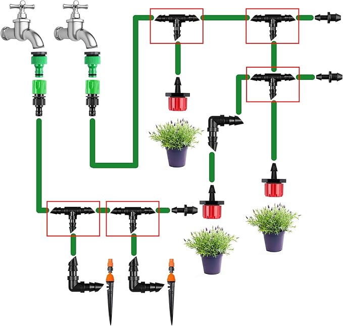 60 Pieces Drip Irrigation 1/4" Barbed Tee Fittings, Barbed Connectors for 1/4 Inch Irrigation Tubing, Drip Line Tee for Drip Sprinkler Garden Lawn Systems